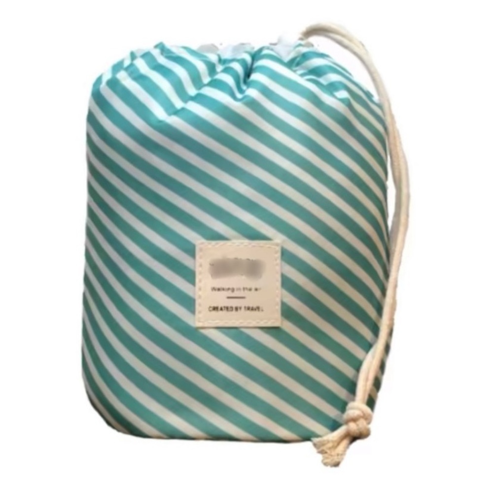 Lite blue Striped Two piece cosmetic travel bag